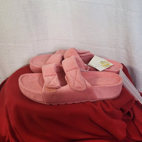 A New Day Coral Orange Contoured Footbed Adj Hook Loop Strap Platform Sandals 10 - Picture 4 of 16